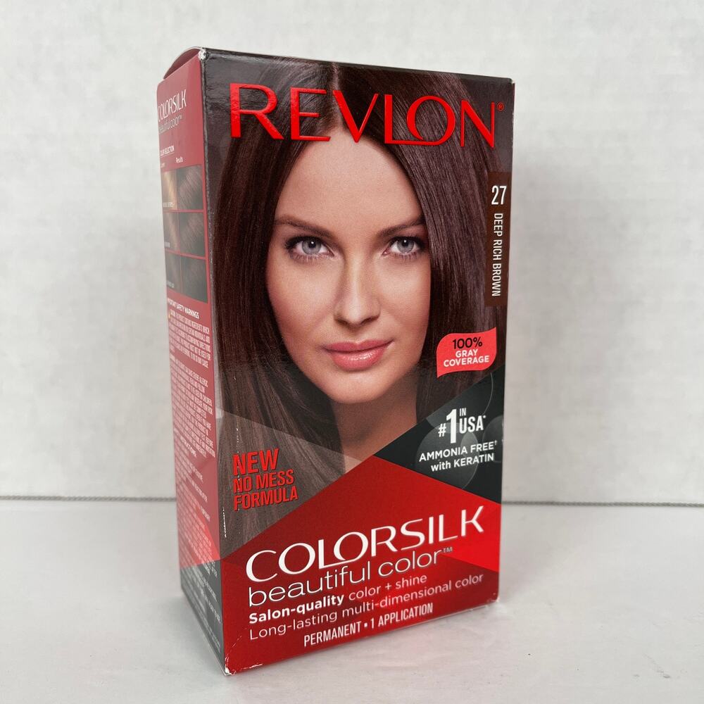 Revlon Colorsilk Hair Color Permanent 27 Deep Rich Brown Ammonia Free Keratin